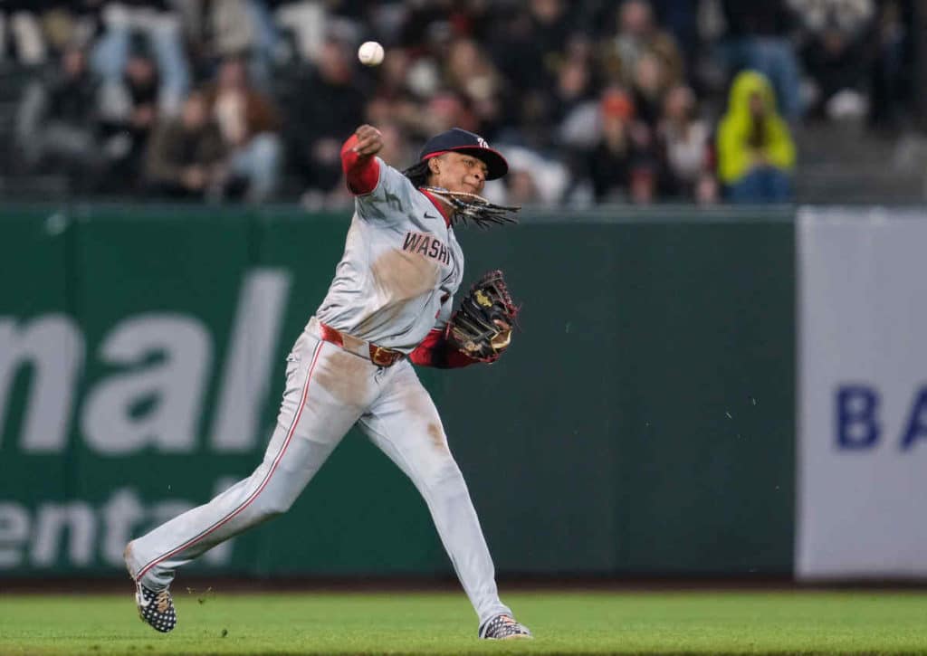 Führt CJ Abrams seine Washington Nationals zum Sieg gegen die LA Dodgers? (© Associated Press / Alamy Stock Photo) Führt CJ Abrams seine Washington Nationals zum Sieg gegen die LA Dodgers?