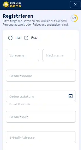 Merkur Bets registrieren