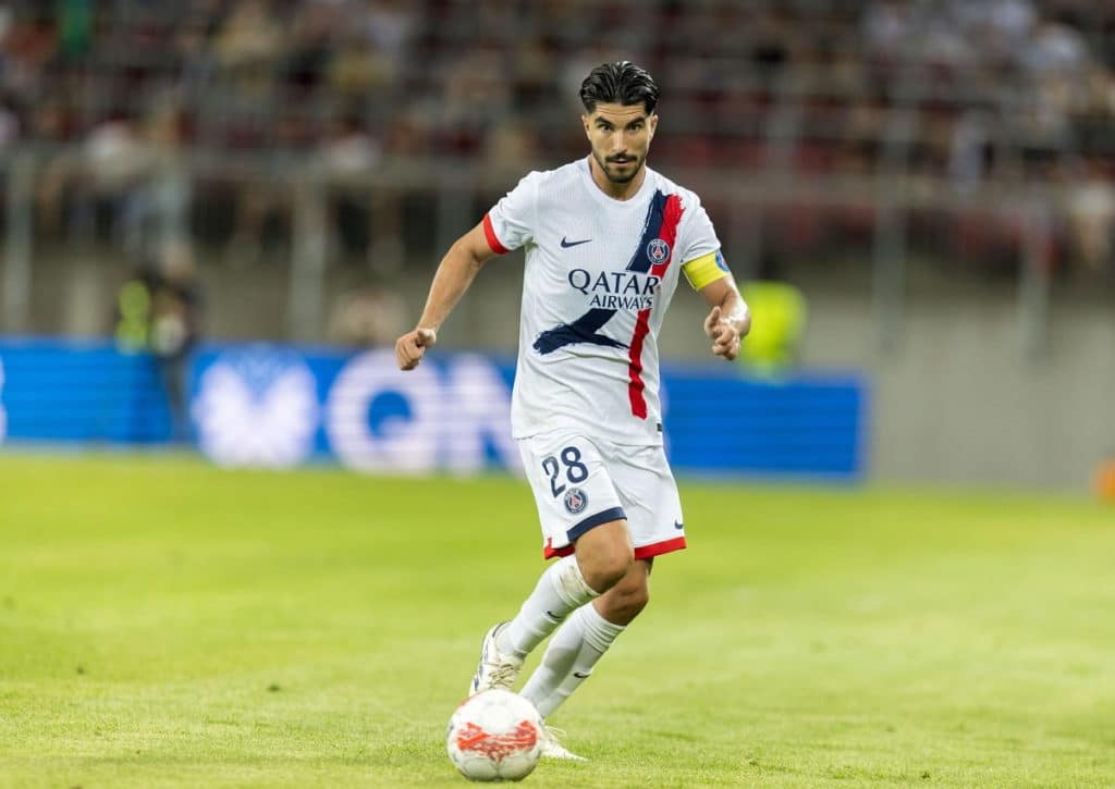 PSG (im Bild: Carlos Soler) startet in der Ligue 1 am 1. Spieltag die Mission Titelverteidigung. (© APA-PictureDesk / Alamy Stock Photo) Ligue 1 1. Spieltag 23/24 Wett-Tipps