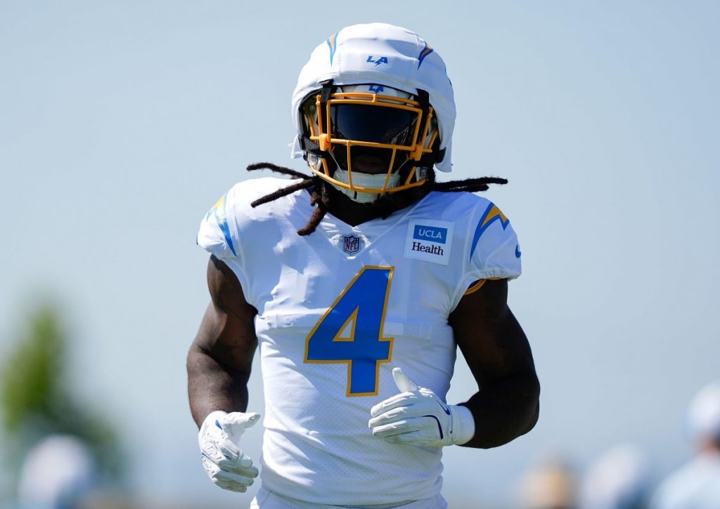 Drückt Gus Edwards (im Bild) dem Duell zwischen Los Angeles Chargers und Las Vegas Raiders seinen Stempel auf? (© Associated Press / Alamy Stock Photo) Los Angeles Chargers Las Vegas Raiders Tipp