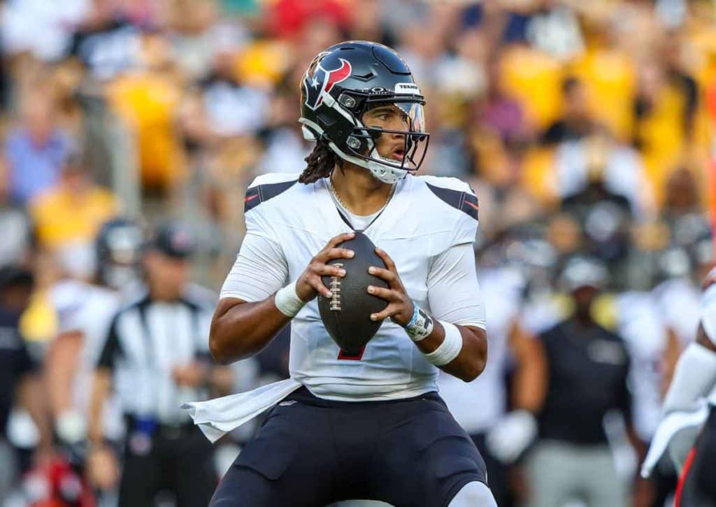 Bestätigen die Texans (im Bild: Stroud) gegen die Colts ihre Favoritenrolle? (© Brent Gudenschwager/ZUMA Press Wire/Alamy Live News) Indianapolis Colts Houston Texans Tipp