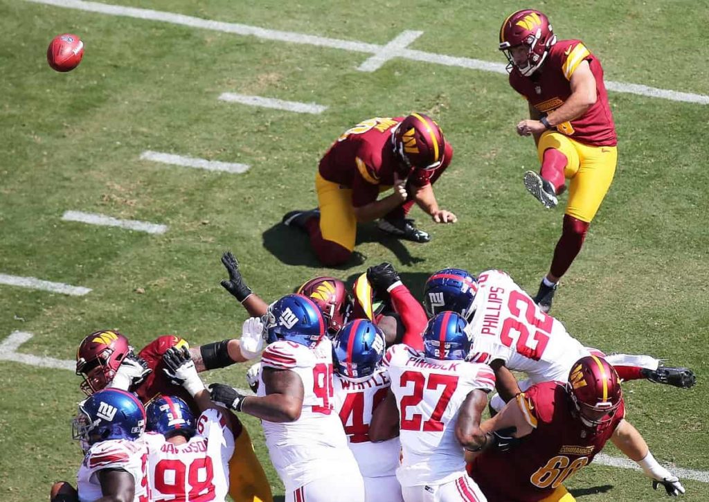 Erzielt Austin Seibert (oben rechts im Bild) auch im Duell zwischen Cincinnati Bengals und Washington Commanders mehrere Field Goals? (© Associated Press / Alamy Stock Photo) Cincinnati Bengals Washington Commanders Tipp