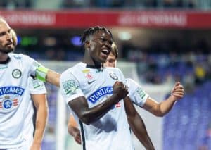 Setzt sich Meister Sturm Graz (im Bild: Seedy Jatta) am 9. Spieltag der Bundesliga Österreich im Spitzenspiel gegen Red Bull Salzburg durch? (© APA-PictureDesk / Alamy Stock Photo) Bundesliga Österreich 9. Spieltag Wett-Tipps