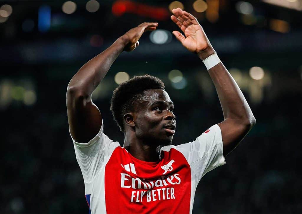 Nimmt Arsenal (im Bild: Bukayo Saka) den Schwung aus der CL mit ins Derby gegen West Ham? (© DPPI Media / Alamy Stock Photo) West Ham Arsenal Tipp