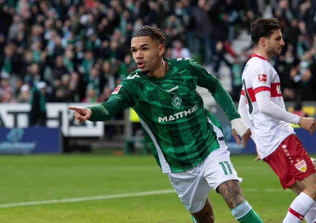Erringt Werder Bremen (im Bild: Njinmah) gegen Bochum einen Sieg? (© dpa picture alliance / Alamy Stock Photo) Bochum Werder Bremen Tipp