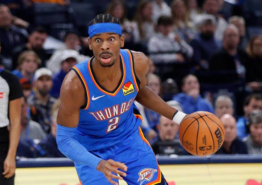 Oklahoma City (im Bild: Gilgeous-Alexander) gilt gegen Boston als Favorit. (© Associated Press / Alamy Stock Photo) Oklahoma City Thunder Boston Celtics Tipp