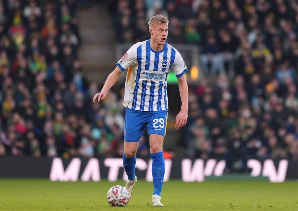 Kommt Hürzelers Brighton (im Bild: Jan Paul van Hecke) auch in Ipswich nicht über ein Unentschieden hinaus? (© MatchDay Images Limited / Alamy Stock Photo) Ipswich Brighton Tipp