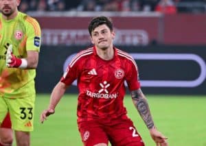 Wird Düsseldorf (im Bild: Kowniacki) den Erwartungen gegen Ulm gerecht? (© dpa picture alliance / Alamy Stock Photo) Düsseldorf Ulm Tipp