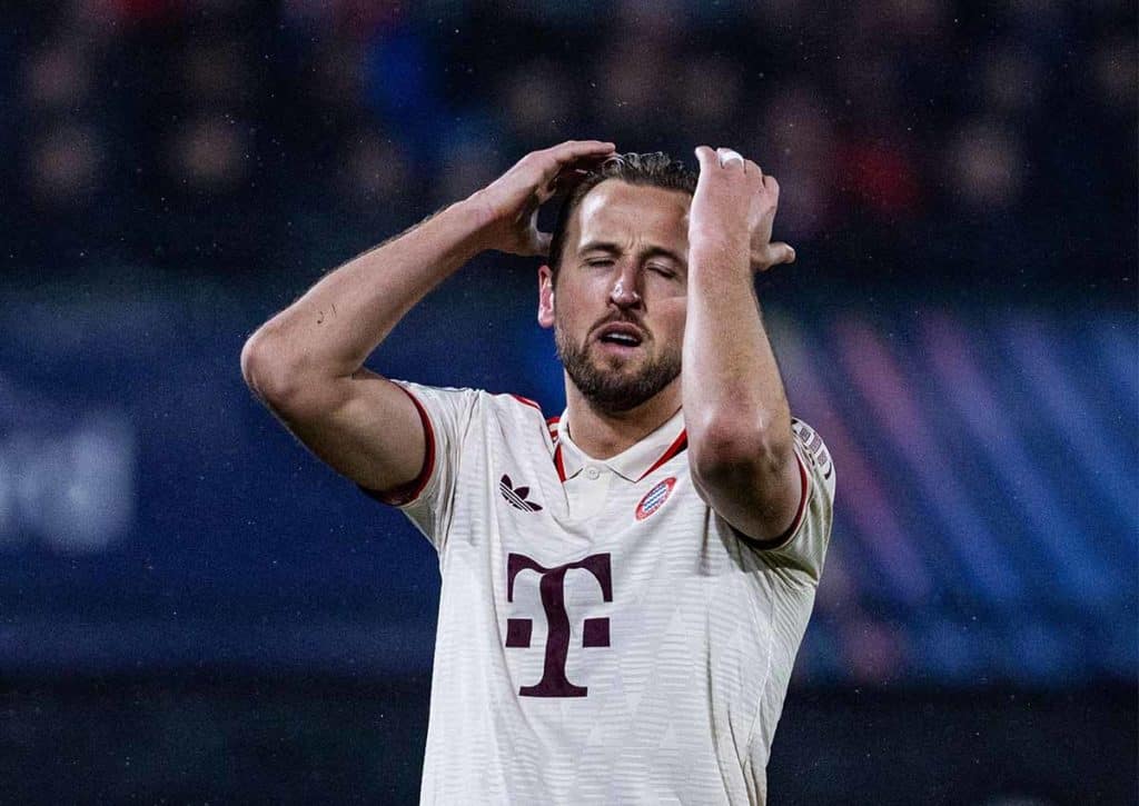 Zeigen die Bayern (im Bild Harry Kane) nach der CL-Pleite in Freiburg eine Reaktion? (© Mika Volkmann / Alamy Stock Photo) Freiburg Bayern Tipp