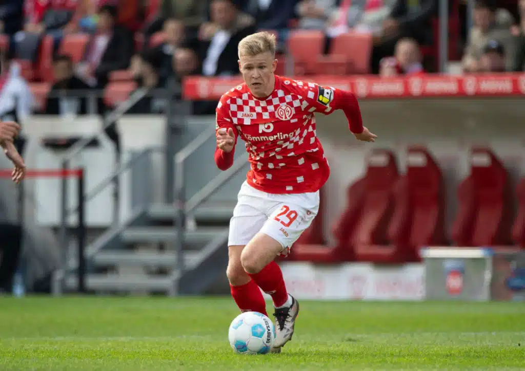 In guter Form: Trifft Jonathan Burkardt (Bild) gegen den amtierenden Meister? (© dpa picture alliance / Alamy Stock Photo) Leverkusen Mainz Tipp