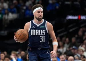 Liefert Mavericks Klay Thompson (Bild) gegen Miami Heat? (© Associated Press / Alamy Stock Photo) Mavericks Heat NBA Tipp