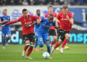 Wer holt sich zwischen Hannover und Magdeburg (im Bild: Silas Gnaka) wichtige Punkte für das Aufstiegsrennen? (© dpa picture alliance / Alamy Stock Photo) Hannover Magdeburg Tipp