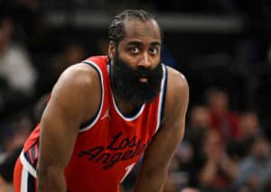 Sichert sich James Harden mit seinen Clippers den Sieg bei den Warriors? (© Associated Press / Alamy Stock Photo) Sichert sich James Harden mit seinen Clippers den Sieg bei den Warriors?