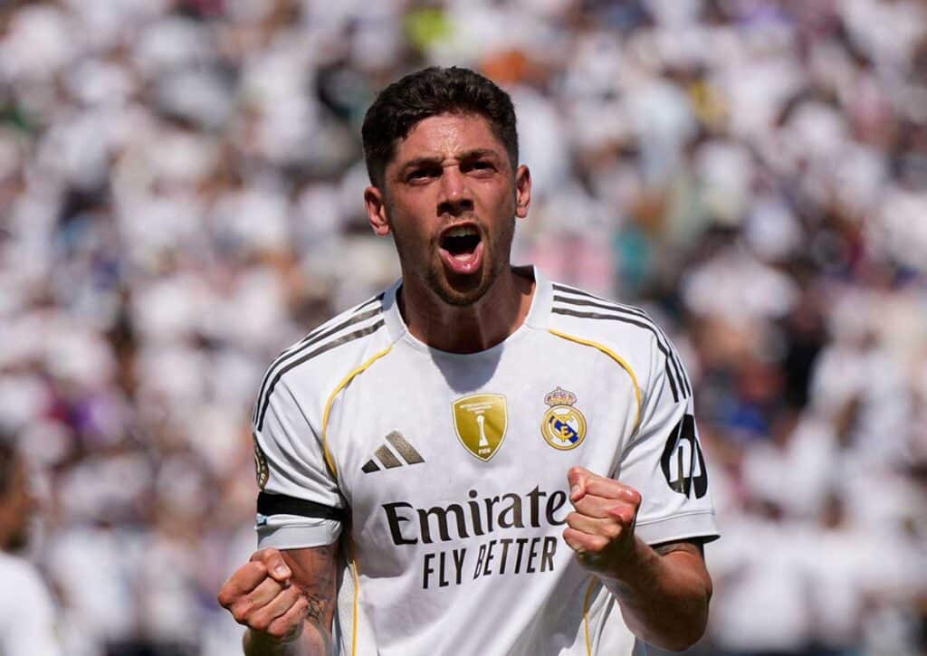 Jubelt Real Madrid (im Bild: Valverde) gegen Red Bull Salzburg in beiden Spielhälften? (© Associated Press / Alamy Stock Photo) RB Salzburg Real Madrid Tipp