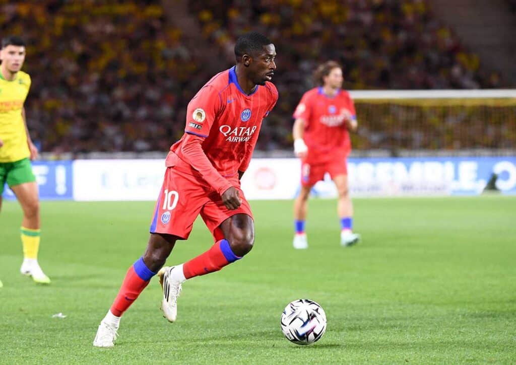 Verbucht PSG (im Bild: Dembele) gegen Angers einen schadlosen Erfolg? (© Icon Sport / Alamy Stock Photo) PSG Angers Tipp