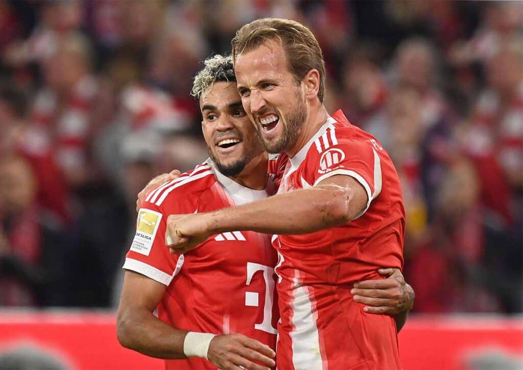 Setzen die Bayern (im Bild: Harry Kane) am 2. Spieltag der 2. Bundesliga ihre unglaubliche Dominanz aus der vergangenen Woche fort? (© dpa picture alliance / Alamy Stock Photo) Bundesliga 2. Spieltag Wett-Tipps