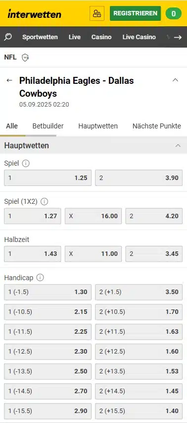 NFL Wetten bei Interwetten
