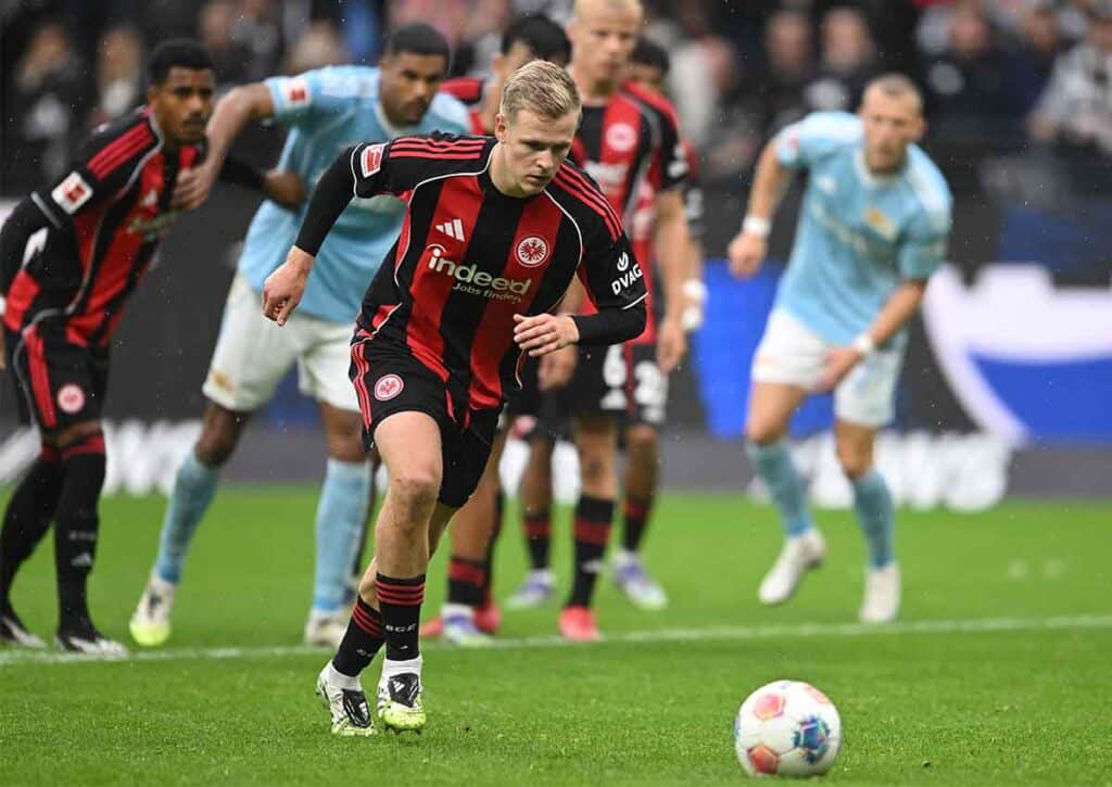 Sorgt Frankfurt (im Blick: Jonathan Burkardt) auch gegen St. Pauli für viele Tore? (© ddp media GmbH / Alamy Stock Photo) Frankfurt St. Paul Tipp