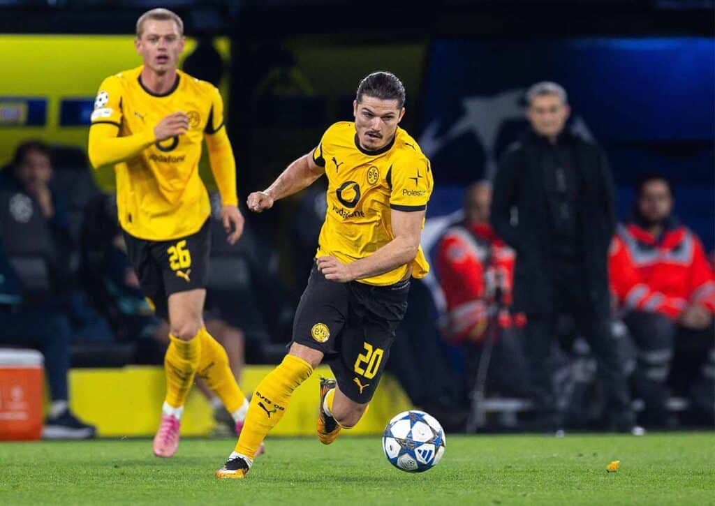 Triumphiert Dortmund (im Bild: Marcel Sabitzer) auch beim FC Kopenhagen in der Königsklasse? (© dpa picture alliance / Alamy Stock Photo) FC Kopenhagen BVB Tipp