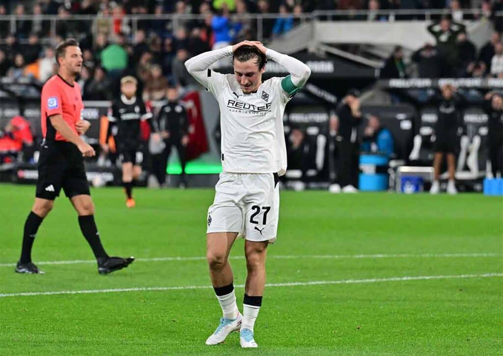 Wird das Pokalspiel gegen Karlsruhe zum Wendepunkt für Gladbach (im Bild: Rocco Reitz)? (© dpa picture alliance / Alamy Stock Photo) Gladbach Karlsruhe Tipp