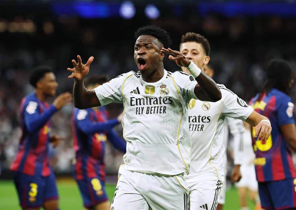 Gibt es nach dem Sieg im Clasico für Real Madrid (im Bild: Vinicius Junior) gegen Valencia eine Niederlage? (© Aflo Co. Ltd. / Alamy Stock Photo) Real Madrid Valencia Tipp