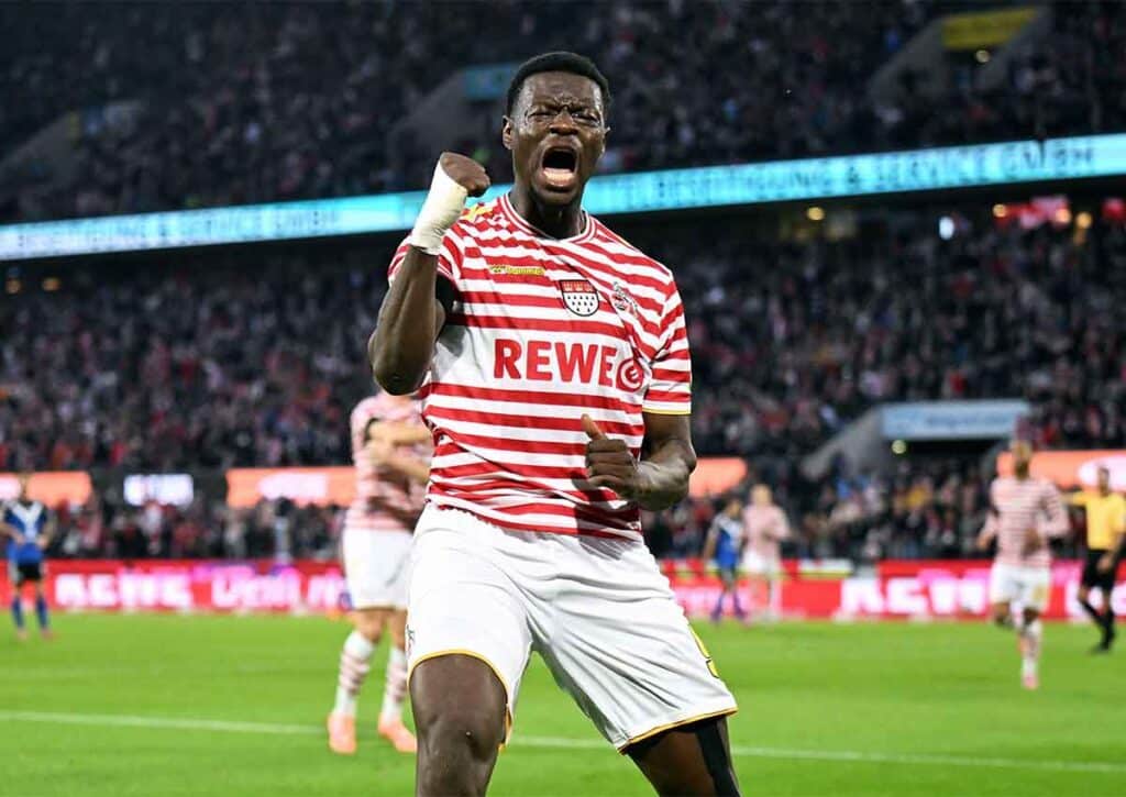 Endet das Derby zwischen Gladbach und Köln (im Bild: Ragnar Ache) am 10. Spieltag der Bundesliga ohne Sieger? (© Powerpics / Alamy Stock Photo) Bundesliga 10. Spieltag Wett-Tipps