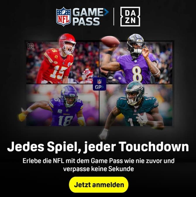 NFL Übertragung DAZN Gamepass