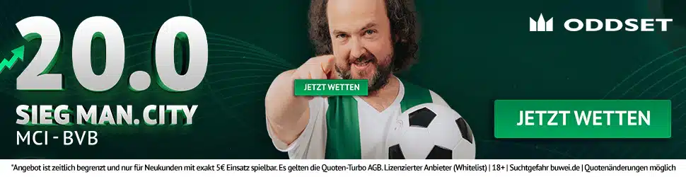 Quotenturbo zu Man City - Dortmund bei ODDSET ODDSET Quotenboost