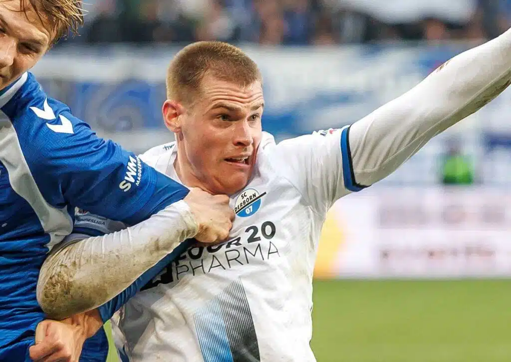 Sorgen Paderborn (im Bild: Tigges) und Elversberg für ein sehenswertes Topspiel? (© dpa picture alliance / Alamy Stock Photo) Paderborn Elversberg Tipp