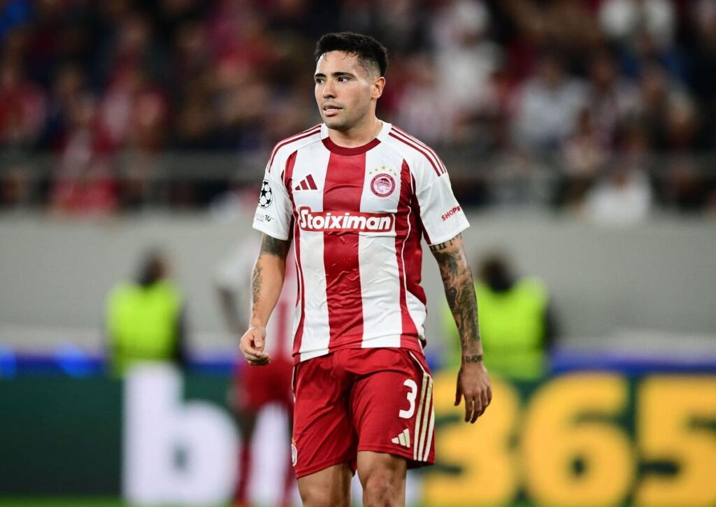 Gewinnt Olympiakos Piräus (im Bild: Francisco Ortega) das Champions-League-Auswärtsspiel bei Underdog Almaty? (© Independent Photo Agency / Alamy Live News) Almaty Olympiakos Piräus Tipp