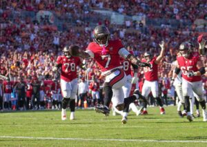 Reichen Punkte von Bucky Irving (im Bild) den Tampa Bay Buccaneers nicht, um die Atlanta Falcons zu schlagen? (© Associated Press / Alamy Stock Photo) Tampa Bay Buccaneers Atlanta Falcons Tipp