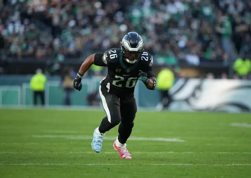 Müssen sich die Los Angeles Chargers den Philadelphia Eagles (im Bild: Saquon Barkley) geschlagen geben? (© Associated Press / Alamy Stock Photo) Los Angeles Chargers Philadelphia Eagles Tipp