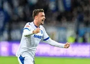 Gibt es für Karlsruhe (im Bild: Philipp Förster) gegen Paderborn endlich wieder ein Erfolgserlebnis? (© dpa picture alliance / Alamy Stock Photo) Karlsruhe Paderborn Tipp