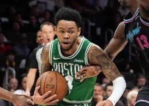 Bestätigt Boston (im Bild: Simons) gegen Atlanta die Favoritenrolle? (© Associated Press / Alamy Stock Photo) Atlanta Hawks Boston Celtics Tipp