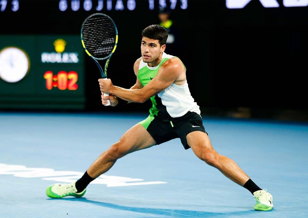 Gewinnt Carloz Alcaraz (im Bild) das Duell gegen Yannick Hanfmann deutlich? (© dpa picture alliance / Alamy Live News) Carlos Alcaraz Yannick Hanfmann Tipp