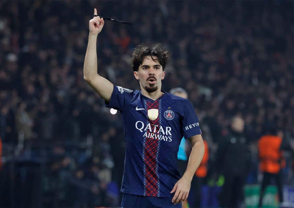 Lässt Straßburg gegen ein PSG (im Bild: Vitinha) am Limit wenig zu? (© Abaca Press / Alamy Stock Photo) Straßburg PSG Tipp