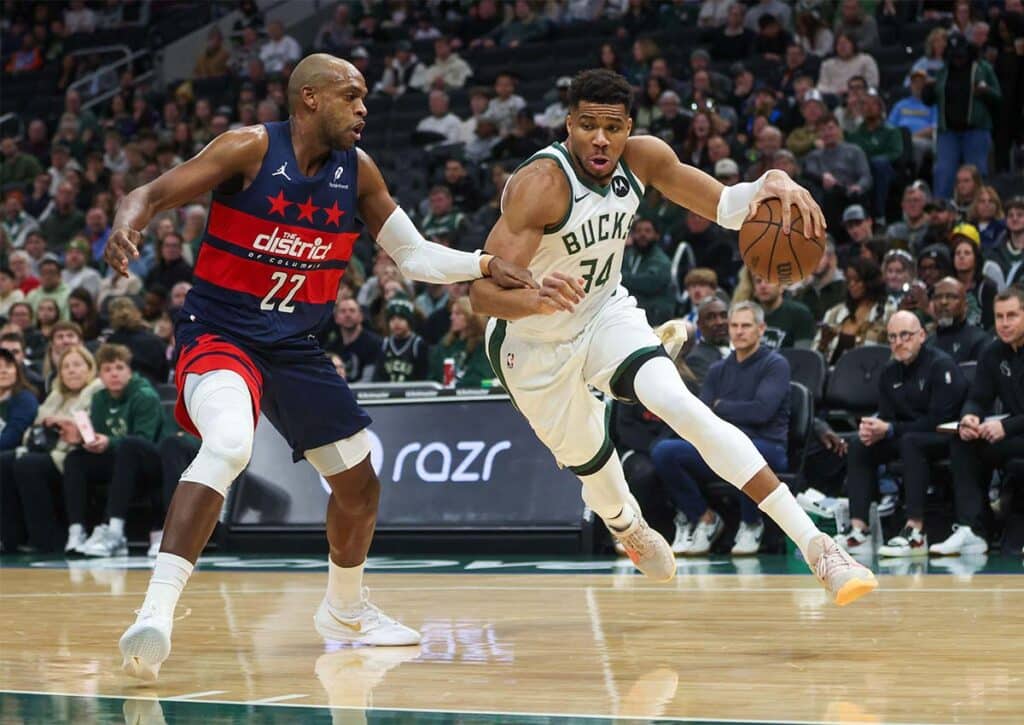 Startet Rückkehrer Antetokounmpo weiter durch? (© Associated Press / Alamy Live News) Bucks Hornets Tipp