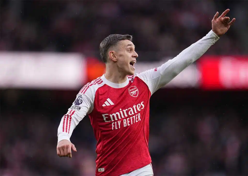 Nutzt Arsenal (im Bild: Leandro Trossard) die Play-off-freie Zeit, um in der Liga gegen Wolverhampton einen deutlichen Sieg einzufahren? (© News Images LTD / Alamy Stock Photo) Wolverhampton Arsenal Tipp