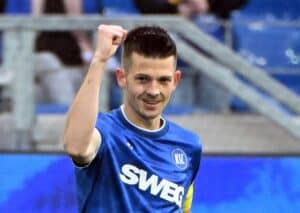 Überrascht Karlsruhe (im Bild: Wanitzek) gegen den Favoriten Magdeburg? (© dpa picture alliance / Alamy Stock Photo) Magdeburg Karlsruhe Tipp