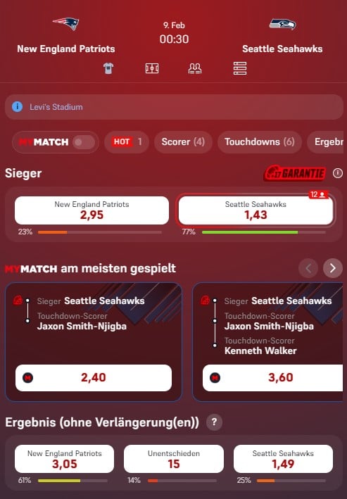 Winamax Super Bowl Wetten 2026