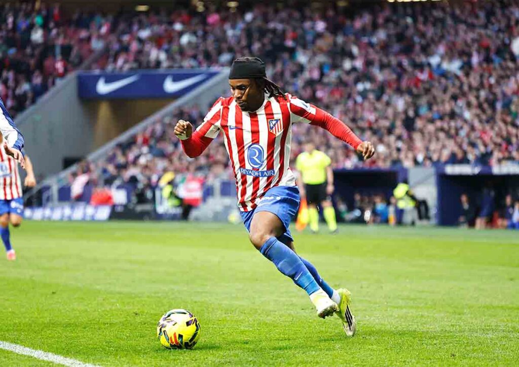 Wird Atletico Madrid (im Bild: Ademola Lookman) gegen Getafe seiner Favoritenrolle gerecht? (© Aflo Co. Ltd. / Alamy Stock Photo) Atletico Madrid Getafe Tipp