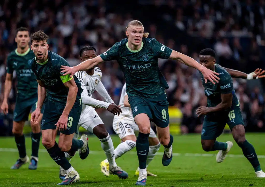 Wie verarbeitet Manchester City (im Bild: Erling Haaland) die bittere CL-Pleite auswärts bei Real Madrid? (© ZUMA Press, Inc. / Alamy Stock Photo) West Ham vs. Manchester City Tipp