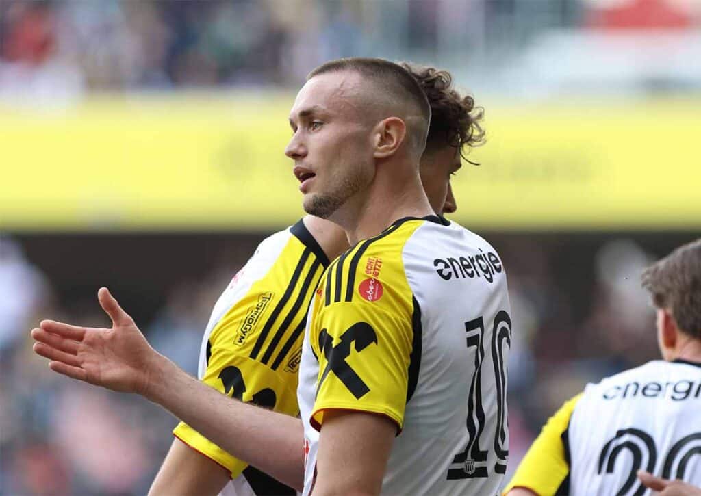 Kann der LASK (im Bild: Sasa Kalajdzic) am 30. Spieltag der Bundesliga Österreich die neugewonnene Tabellenführung halten? (© APA-PictureDesk / Alamy Stock Photo) Bundesliga Österreich 30. Spieltag Wett-Tipps