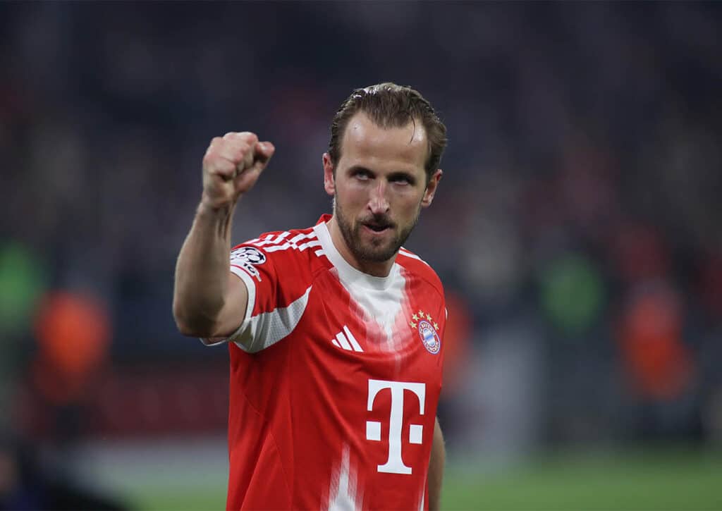 Sind die Bayern (im Bild: Harry Kane) in Paris im Halbfinale der Champions League wirklich die Außenseiter? (© dpa picture alliance archive / Alamy Stock Photo) Champions League Außenseiter Tipps Halbfinale Hinspiele 2025/26
