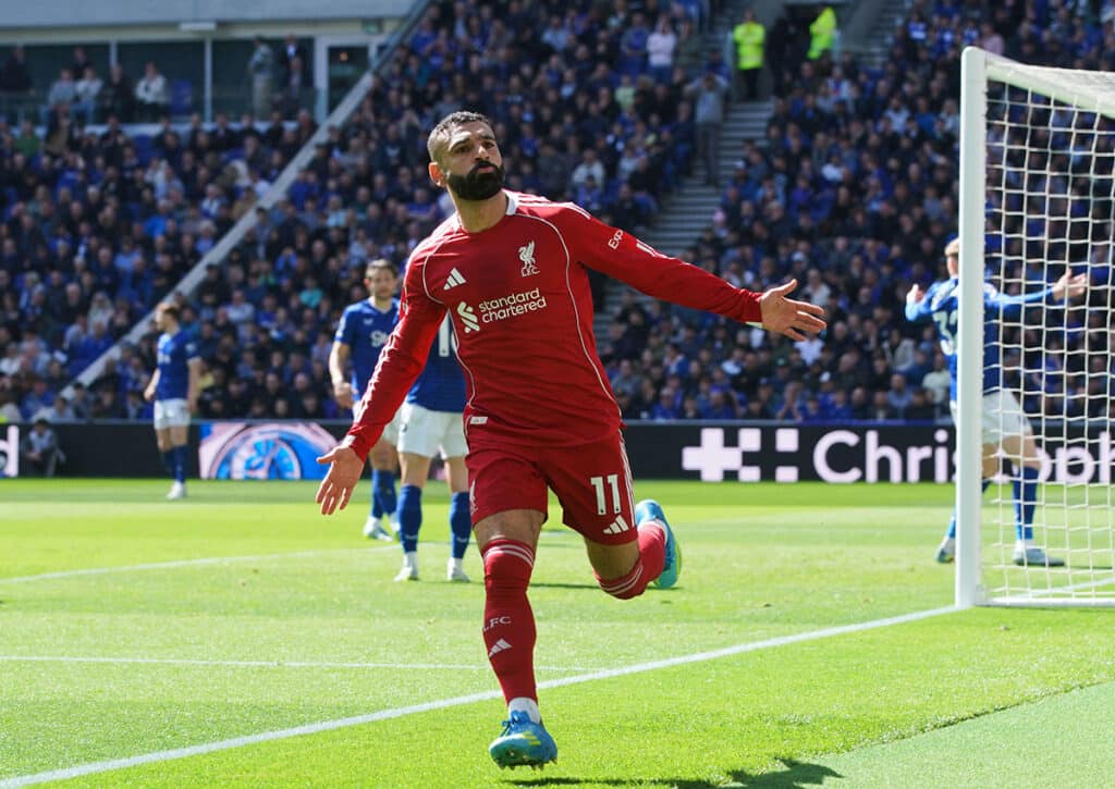 Bleibt der FC Liverpool (im Bild: Mohamed Salah) nach dem Derby-Sieg auch gegen Crystal Palace auf der Siegerstraße? (© Associated Press / Alamy Stock Photo) Liverpool vs. Crystal Palace Tipp