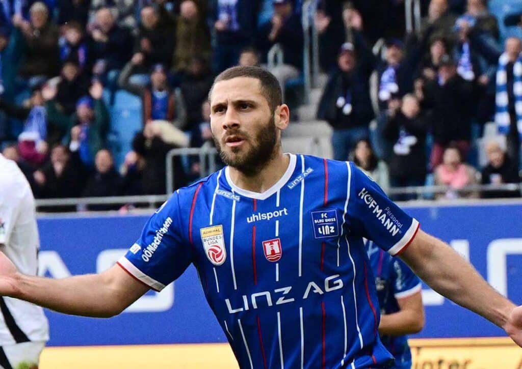 Zeigt sich Weissman (BW Linz) in der Bundesliga Österreich am 29. Spieltag erneut torhungrig? (© APA-PictureDesk / Alamy Stock Photo) Bundesliga Österreich 29. Spieltag Wett-Tipps