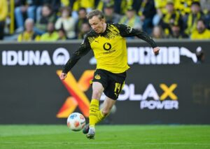 Behauptet sich Dortmund (im Bild: Maximilian Beier) im Borussia-Duell bei Gladbach? (© dpa picture alliance archive / Alamy Stock Photo) Gladbach Dortmund Tipp