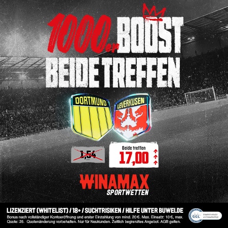 Winamax Quotenboost WInamax 1000er Boost