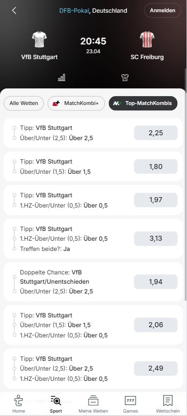 Stuttgart - Freiburg Tipico Quoten MatchKombi+