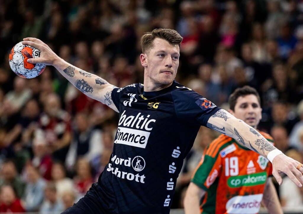 Präsentiert sich Flensburg-Handewitt (im Bild: Jakobsen) in der Handball Bundesliga am 31. Spieltag dominant? (© BEAUTIFUL SPORTS Pressphoto Agency / Alamy Stock Photo) Handball Bundesliga 31. Spieltag Wett-Tipps